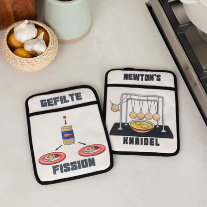 Yiddish Kitchen Physics Pot Holders (Set of 2)