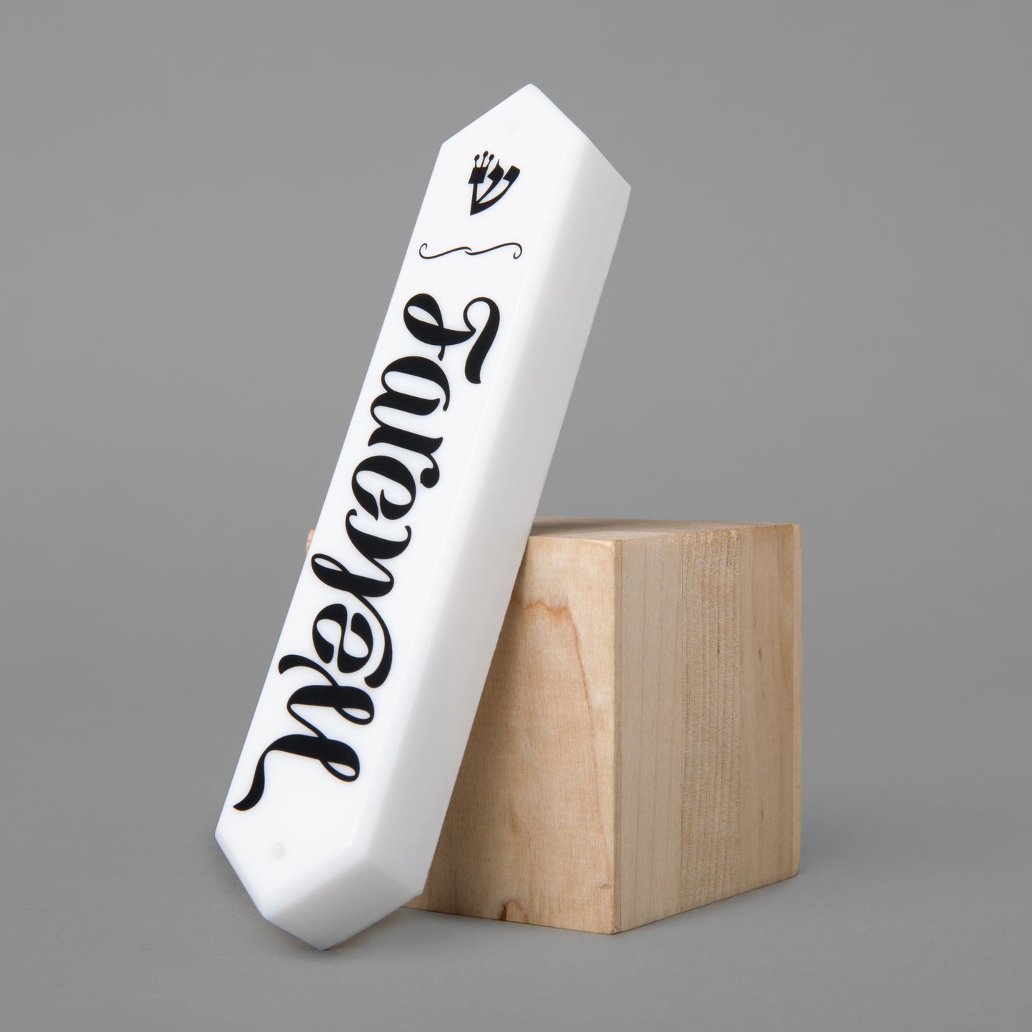 Welcome/Farewell Ambigram Mezuzah Case